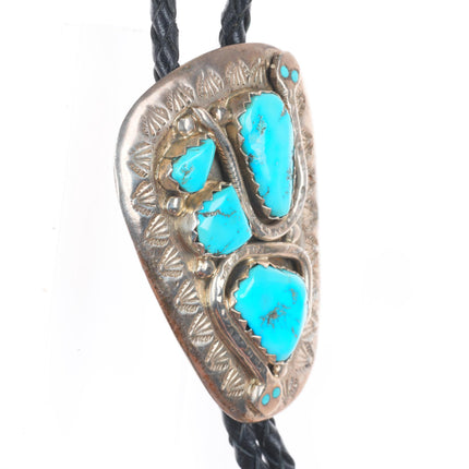 vintage Effie Calavaza Zuni sterling silver turquoise nugget snakes bolo tie