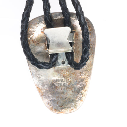 vintage Effie Calavaza Zuni sterling silver turquoise nugget snakes bolo tie
