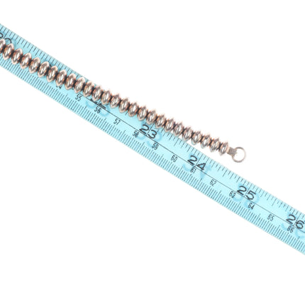 24.5" vintage handmade Navajo pearls beaded sterling silver necklace