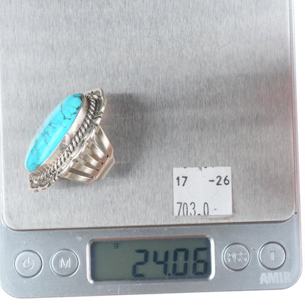 sz5.5 Big Navajo Running Bear Shop sterling silver and turquoise ring