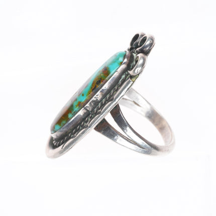 sz8 Vintage Navajo sterling silver Royston turquoise long ring