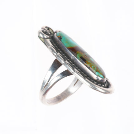 sz8 Vintage Navajo sterling silver Royston turquoise long ring
