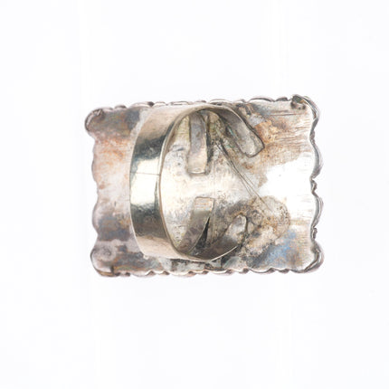 sz5.5 30's-40's Vintage Zuni sterling silver 4 row snake eye turquoise ring