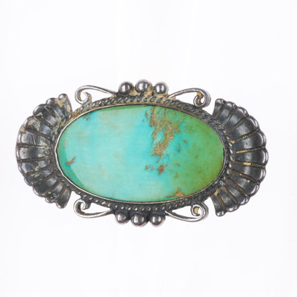 sz7 c1940's Big vintage Navajo/Fred Harvey sterling silver turquoise ring