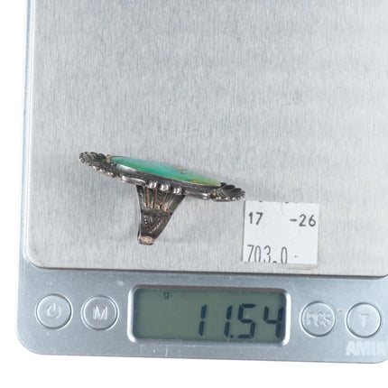 sz7 c1940's Big vintage Navajo/Fred Harvey sterling silver turquoise ring