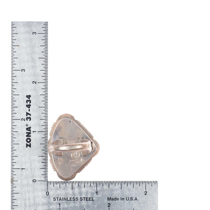 sz8 Elisabeth Guerro Navajo sterling silver orange spiny oyster ring