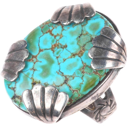 c1940's Vintage Navajo/Fred Harvey era #8 turquoise sterling silver ring