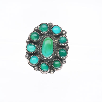 sz5.5 Vintage Zuni sterling silver satellite cluster turquoise ring