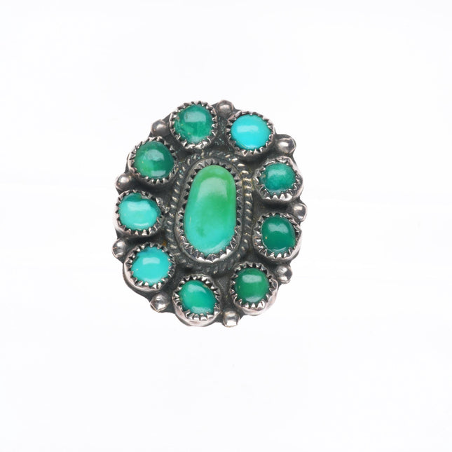 sz5.5 Vintage Zuni sterling silver satellite cluster turquoise ring