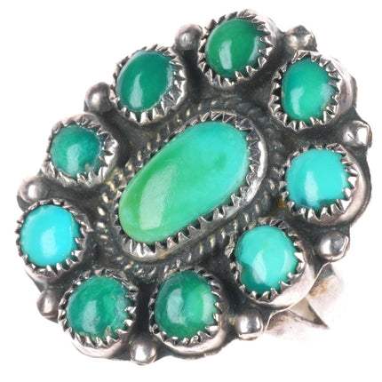 sz5.5 Vintage Zuni sterling silver satellite cluster turquoise ring
