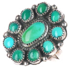 sz5.5 Vintage Zuni sterling silver satellite cluster turquoise ring