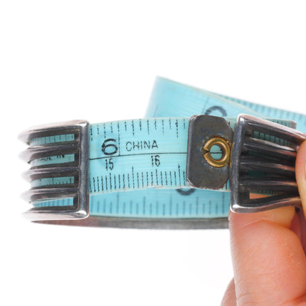 6.5" James Little Navajo modernist sterling silver turquoise cuff bracelet