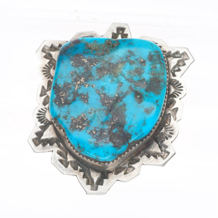 sz9-Adjustable Huge Jacob Troncosa San Felipe sterling silver turquoise ring