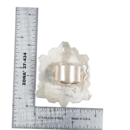 sz9-Adjustable Huge Jacob Troncosa San Felipe sterling silver turquoise ring