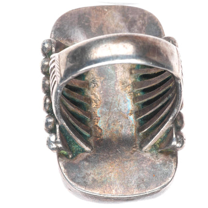 sz9 Big vintage c1940's Navajo sterling silver boulder turquoise large ring