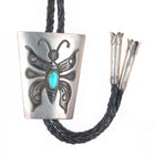 Harry Sakyesva (1921 - 1969) Hopi sterling silver Butterfly bolo tie w/turquoise
