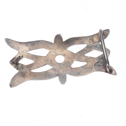 Vintage Navajo sterling silver sandcast belt buckle 1"