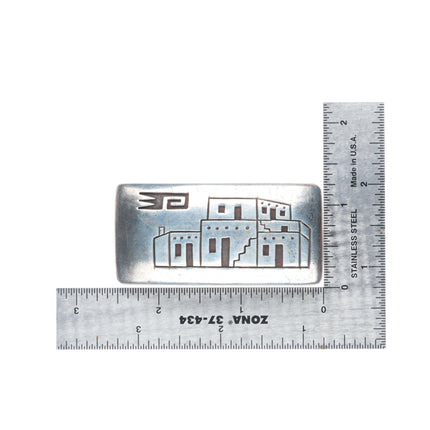 1950's Ted Wadsworth Hopi Mesa Dwellings sterling silver belt buckle