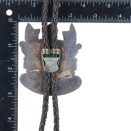 big c1960 c-31 Zuni sterling silver antelope Kachina inlay bolo tie