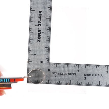 Philbert Begay Navajo sterling silver spiderweb turquoise/coral inlay pendant