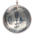 Vidal Aragon Santo Domingo sterling silver pendant/pin raincloud/corn overlay