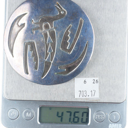 Large vintage Navajo sterling silver bird overlay pendant/pin-brooch