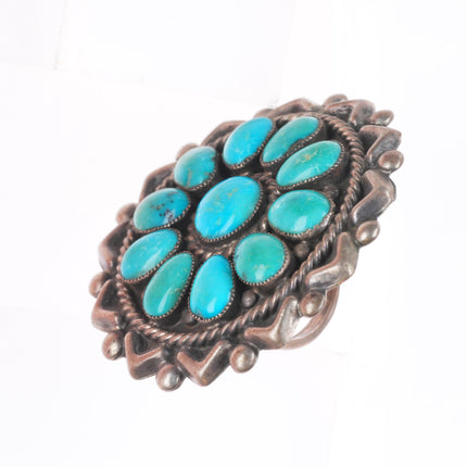 sz7 Lee & Mary Weebothee Zuni sterling silver high grade turquoise cluster ring