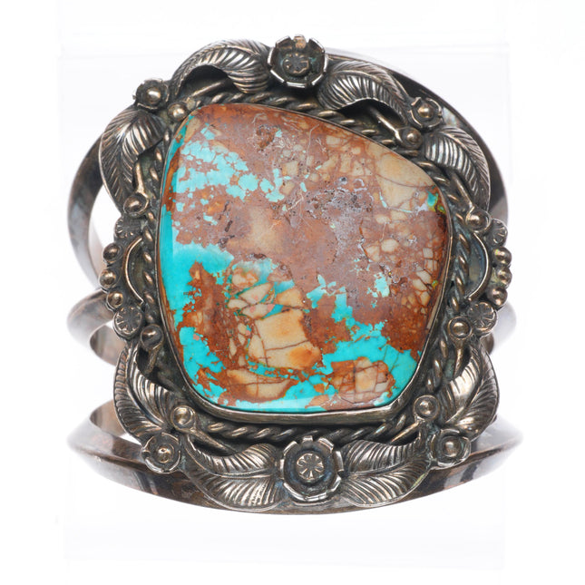7.5" RLB Zuni-Navajo - Bien Mur vintage sterling silver turquoise cuff bracelet