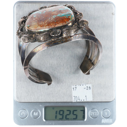 7.5" RLB Zuni-Navajo - Bien Mur vintage sterling silver turquoise cuff bracelet