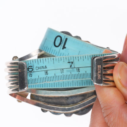 7.25" Vintage Navajo sterling silver turquoise satellite cluster cuff bracelet