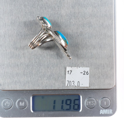 sz9.5 Vintage Navajo sterling silver turquoise Kachina/Maiden form ring