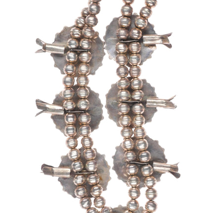 Vintage J Begay Navajo sterling silver squash blossom turquoise cluster necklace