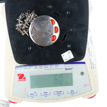 Leroy Kewanyama Hopi Large overlay pendant/necklace with coral sterling silver