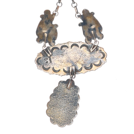 Shawn Cayatineto Navajo sterling silver, turquoise, coral, labradorite necklace