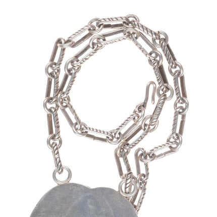 Heavy vintage Navajo sterling silver/turquoise desert blossom necklace