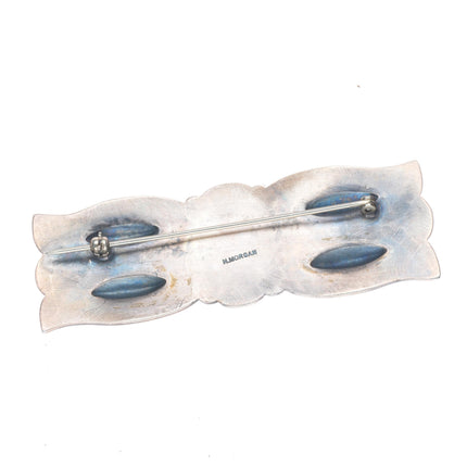 Harry Morgan Navajo sterling silver deep stamped high grade turquoise pin/brooch