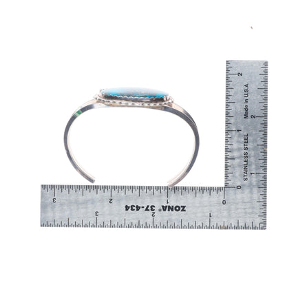 6" Vintage Navajo sterling silver Morenci turquoise cuff bracelet