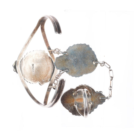 6.4" cuff bracelet sz6 Ring Navajo sterling/turquoise slave bracelet set