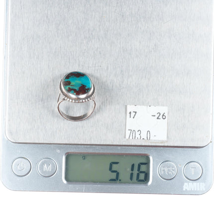 sz6 Vintage southwestern sterling by carpenter high grade turquoise ring