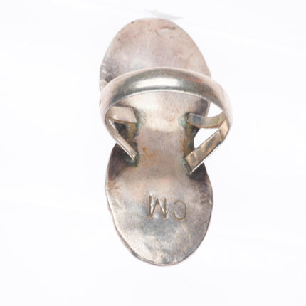 sz7 CM Vintage Navajo sterling silver 2 stone turquoise long ring