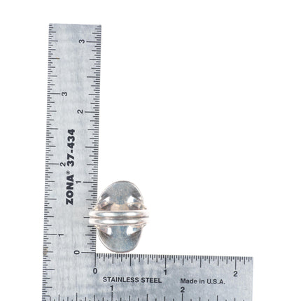 sz9 c1960's vintage Navajo sterling silver spiderweb turquoise rope edge ring