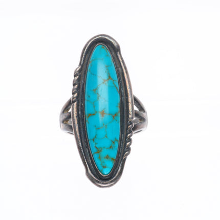sz6.5 vintage 50's-60's Navajo sterling silver spiderweb turquoise long ring