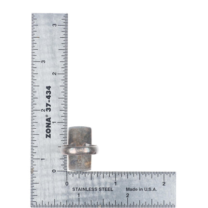 sz7 Coonsis Zuni sterling silver coral inlaid redbird cardinal ring