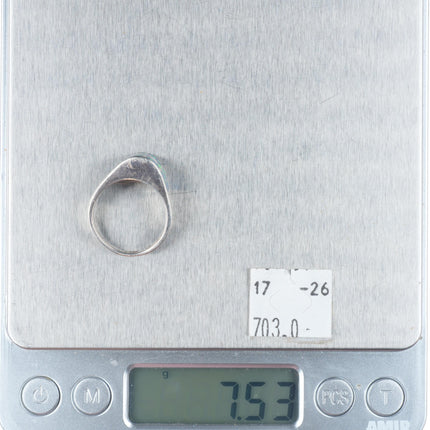 sz7 Fernando Benally Navajo sterling silver lab opal inlay ring