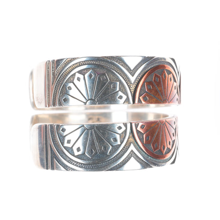 6.25" KJA Sterling silver/copper southwestern stacking cuff bracelets set