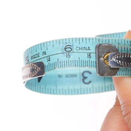 6:-6.5" Vintage Zuni sterling silver snake eye turquoise row cuff bracelet lot