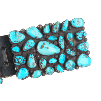33" Vintage Navajo sterling silver turquoise nugget cluster concho belt