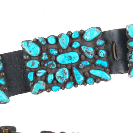 33" Vintage Navajo sterling silver turquoise nugget cluster concho belt