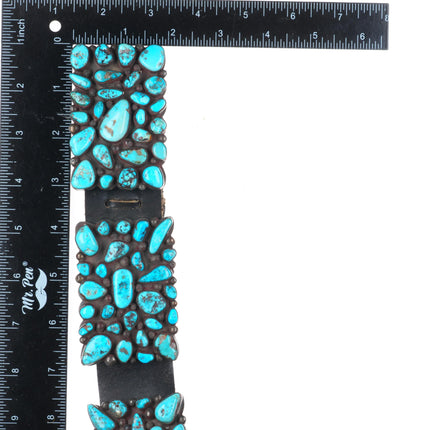 33" Vintage Navajo sterling silver turquoise nugget cluster concho belt