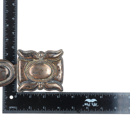 30" Vintage Navajo sterling silver plain silver concho belt w/mustache buckle